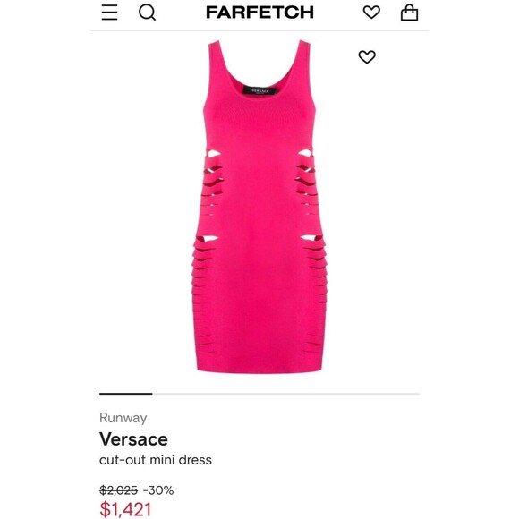 NWT$2,025 Versace Runway Cut Out Stretch Jersey Mini Dress Pink IT 38/US 2 - Picture 6 of 16